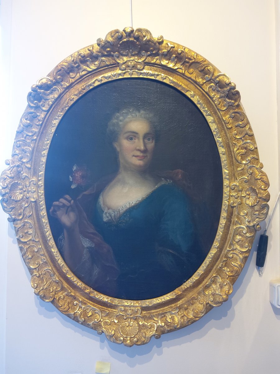 Portrait De Femme Du XVIII ème S Dans Son Cadre D Origine